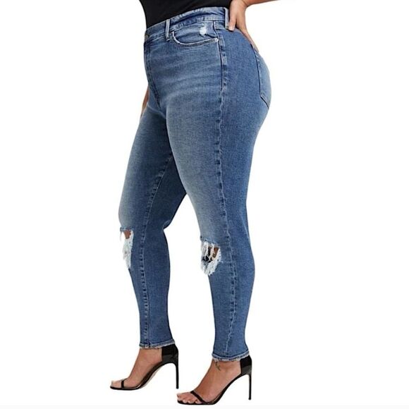 Good American ~ Good Waist High Rise Distressed Skinny Jeans Size 15 - Picture 2 of 11